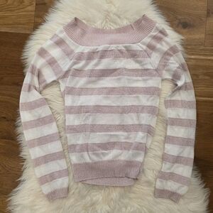Vintage Striped Pink and White Lightweight Women’s Sweater
